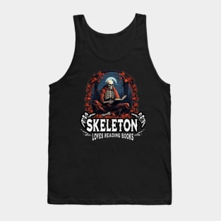 Skeleton Reading A Book Lover Tarot Card The Reader Mystic Funny Skeleton Tank Top